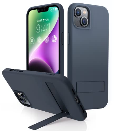 TORRAS Designed for iPhone 15 Plus Case & iPhone 14 Plus Case Silicone, Invisible Kickstand, 10FT Military Grade Drop Tested, Soft-Touch Slim Cover for iPhone 15 Plus Phone Case 6.7, Sapce Black