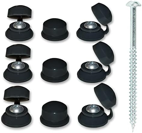 100 x Black Roofing Caps and 100 x 3" Pan Head Corrugated Roofing Screws