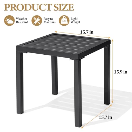 Outdoor Metal Side Table, Patio Small Square End Table, Black by Crestlive Products - Used condition - Image 2