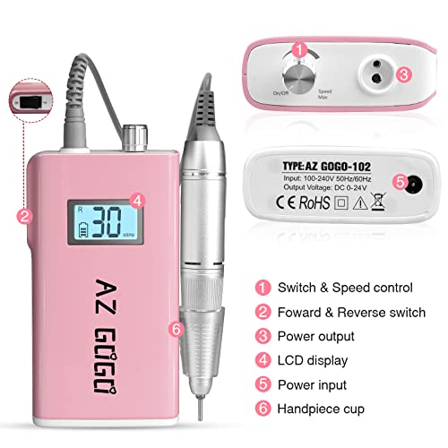 Taladro eléctrico profesional para uñas portátil rosa miniatura 7