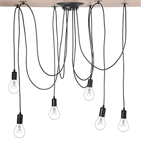 Pendant Light Holder Without Bulbs,6 Head Industrial Vintage Style Pendant Light Holder Ajustable Diy Ceiling Spider Lamp E27 Bulb Base Socket Lamp Hanger Fixtures For Kitchen Living Room Bar #TOP2