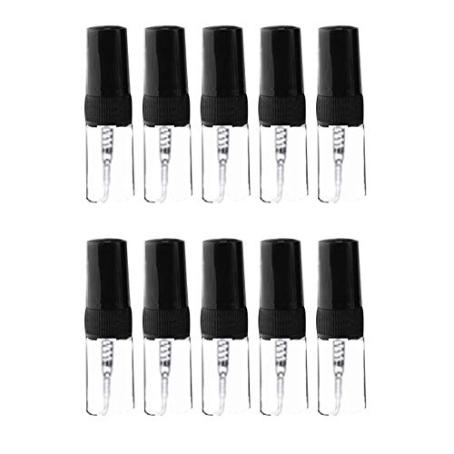 JUJIAN 10 peças mini garrafa de perfume de vidro portátil tamanho de viagem em spray de vidro de perfume vazios (2 ml)