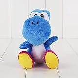 AYQX 1 Piezas Super Mario Bros Yoshi Peluches 7in 3 Colores Sentado Yoshi Peluche Suave Niños Muñeca de Peluche para Regalo de cumpleaños Regalo Azul