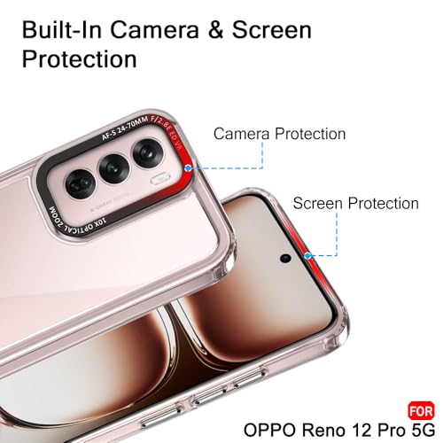 Image of TheGiftKart Hybrid Shockproof Back Cover Case for Oppo Reno 12 Pro 5G | Stylish Camera Border | Electroplated Buttons | Crystal Clear Hard Back Cover Case (TPU & PC, Transparent Bumper)