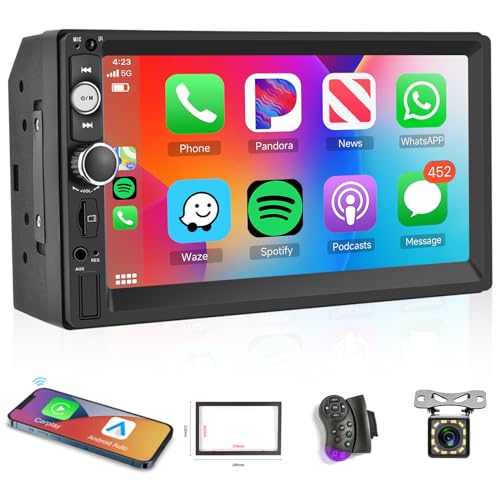 ⭐【Autoradio Bluetooth e FM radio 】 Questo bluetooth per carplay autoradio supporta la frequenza FM87.5-108, puoi ascoltare le condizioni stradali in tempo reale, i notiziari, le previsioni del tempo, ecc. Autoradio Bluetooth vivavoce, dotata di microfono esterno.Supporta la sincronizzazione dei contatti e la riproduzione di musica Bluetooth.,Fai le tue chiamate con la famiglia e gli amici in modo più chiaro e fluido.