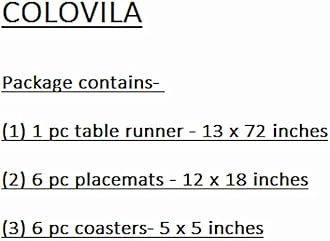 Colovila Dining Table Placemats Set of 13 Pieces, Ethnic Brocade Silk with Golden Woven Work- (1 Table Runner, 6 Mats, 6 Coasters) (Voilet)