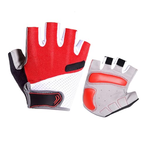 OUNONA 1Pair Unisex Breathable Half Finger Cycling Gloves Skid Resistant Sports Gloves for Outdoor Activities XL Red for Biking Jogging Fishing More