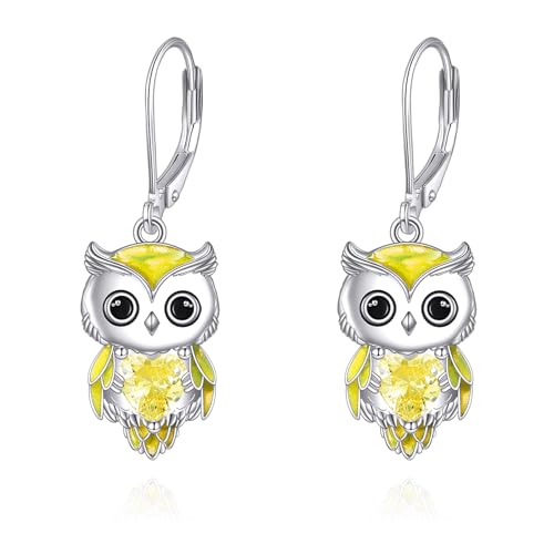 Eulen Ohrringe f&uuml;r Damen 925 Sterling Silber Eulen Schmuck Geburtsstein Ohrringe Weihnachtsgeschenke (11-November)