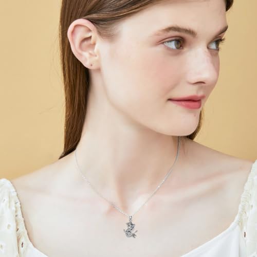 PELOVNY Sterling Silver Rabbit/Cat/Snail/Deer/Unicorn/Monkey/Elephant/Hummingbird/Butterfly Necklace Sterling Silver Animal Themed Jewelry Christmas Halloween Gifts For Women Girls Animal Lover3