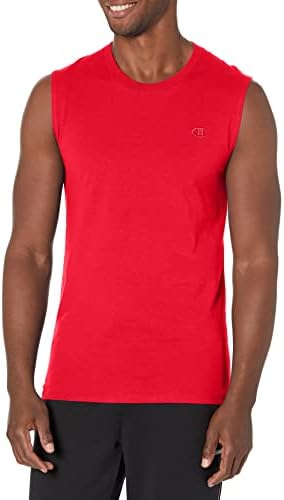 Champion mens Classic Jersey Muscle Tee Shirt, Scarlet, Small US