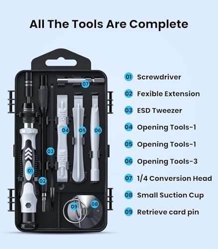 Image of 115-In-1 Precision Screwdriver Set, [Super Durable] Mini Professional Magnetic Repair Tool Kit, Small Screwdriver For Phone, Computer, Watch, Laptop, Eyeglass, Electronic, Black