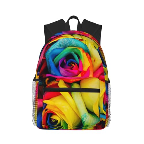 Sac à dos ordinateur portable noir imprimé rose arc-en-ciel taille unique pour voyage et travail