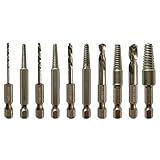 NordWolf 10-Piece Stubby Left Hand Reverse Drill Bit and...