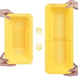 BLUE GINKGO シンク上水切りバスケット - 野菜や果物を洗い、調理したパスタの水切りと食器の乾燥 - 拡張可能 - 新しいホームキッチンの必需品 (幅7.9 x 長さ14-19 x 高さ2.75)