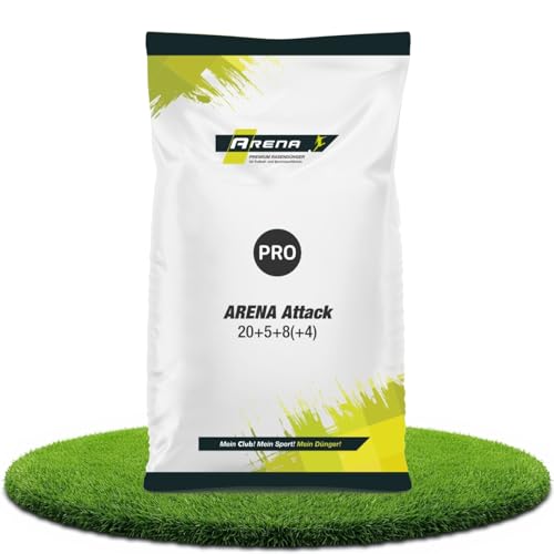 ARENA Rasendünger Frühjahr Attack 20kg für 650 m² I idealer Langzeitdünger für den Frühling I Attack 20+5+8(+4)
