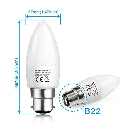 SHINE HAI B22 C37 LED Lampadine,Bianco Caldo 3000k...