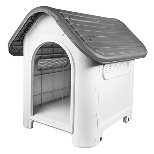 RayGar Niche en Plastique pour Chien et Chat Résistant aux intempéries pour intérieur et extérieur Gris
