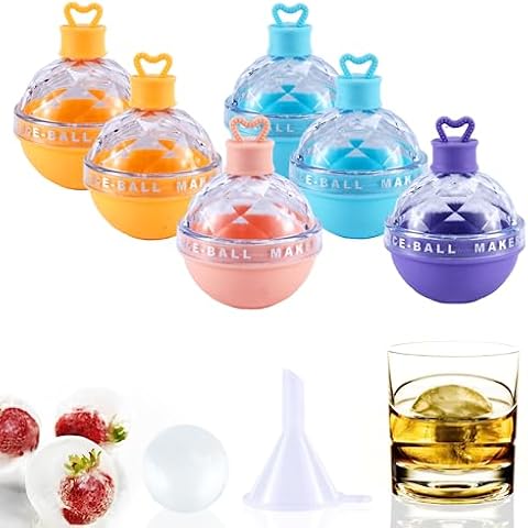 MLRYH Ice Ball Maker, 6 Pack Candy Color Ice Ball Maker Mold, Round Silicone Ice Cube Mold, 2.5 Inch Ice ball Mold for for Whiskey, Cocktails, Bourbon and Drinks Cover