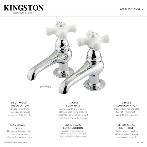 KINGSTON BRASS KS3201PX Restoration Basin Faucet, 3-1/2", Polished Chrome by Kingston Brass - Image 2