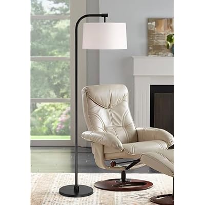 360 Lighting Serra Modern Art Deco 64 Tall Standing Floor Lamp Curved Chairside Arc Offset Arm Pole Foot Switch Black Metal Living Room Bedroom House Reading Office Home Decor Entryway Dining