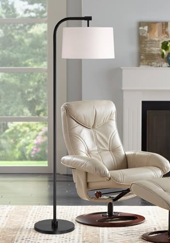 360 Lighting Serra Modern Art Deco 64" Tall Standing Floor Lamp Curved Chairside Arc Offset Arm Pole Foot Switch Black Metal Living Room Bedroom House Reading Office Home Decor Entryway Dining