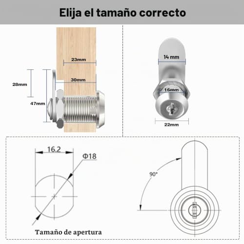 Miniatura 2 de Herbst 10pcs Cerraduras Taquillas Con 4 Placas De Bloqueo Diferentes, 30mm Cerradura Taquilla Vestuario Con Llave, Cerradura Armario 10pcs, 30mm