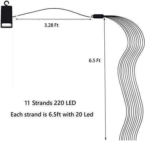 PXBNIUYA 220 LED Firefly Bunch Lights Watering Can Lights, Battery Operated Remote Control Timing Function 8 Modes Waterproof Copper Wire Waterfall Lights, Fairy Lights for Indoor Wedding Christmas - Thumbnail 7
