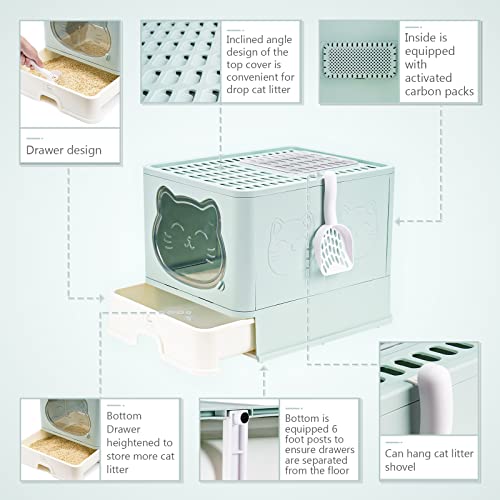 HelloMiao Fully Enclosed Foldable Cat Litter Box #TOP9