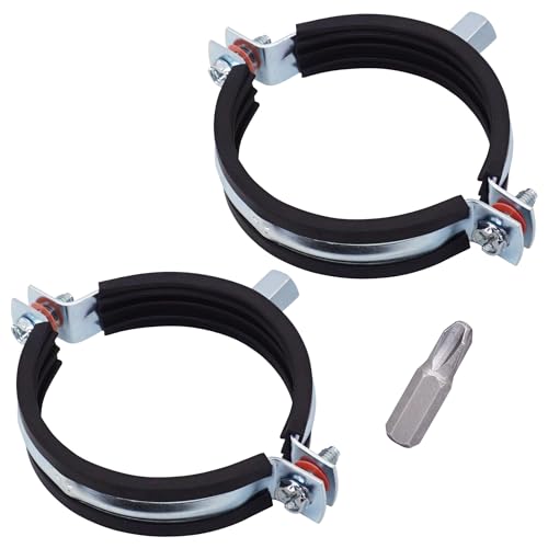 SKIR'CO (2 pezzi) Staffe per tubi con rivestimenti in gomma per tubi da 75-80 mm, morsetti per tubi, supporti per tubi per montaggio a parete e soffitto