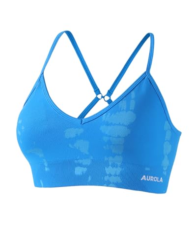 Image of AUROLA Serpent Seamless Sports Bras for Women,Backless Padded Strappy Workout Gym Yoga Crop Tops