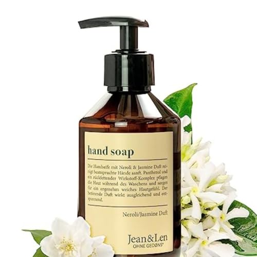 Jean & Len Neroli & Jasmine Hand Soap, Gently Cleans Hands, Liquid Soap in Pump Dispenser for Pure and Nourished Hands, Charming Fragrance, No Parabens, Silicone & Microplastic, Vegan, 250 ml