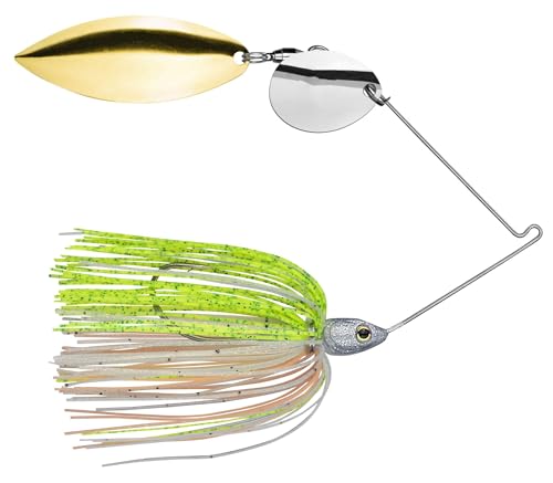 Strike King Tour Grade Spinnerbait Fishing Lure, 3/8-Ounce, 4/0 Single Gamakatsu Hook, Weight Forward Head Design, Silver and Gold Colorado/Willow Leaf Blades