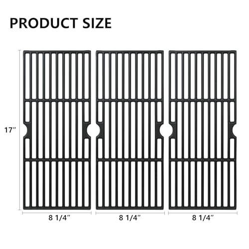 CANDANA Grill Grates for Charbroil Advantage 463344116 463250509 463340516 463343015 463240015, Cast Iron Cooking Grate for for Char-Broil Gas2Coal 463370516 G467-0002-W1, 3Pack