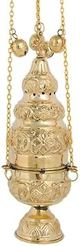 High Polished Brass Christian Church Thurible Incense Burner Censer 375 B