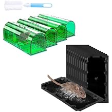 4 Pcs Humane Mouse Traps No Kill, Live Mouse Trap and 10 Pack Sticky Mouse Trap Rat Traps Indoor, Peanut Taste Pheromone Mouse Traps Indoor for Home Bundle