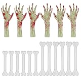 Gvhntk 48 Pcs Halloween Skeleton Swizzle Sticks Skeleton Arms Hand Plastic Bone Food Picks Cocktail Stirrers Drinks Stir Sticks Food Decor for Halloween Party Food Drink Decoration Supplies