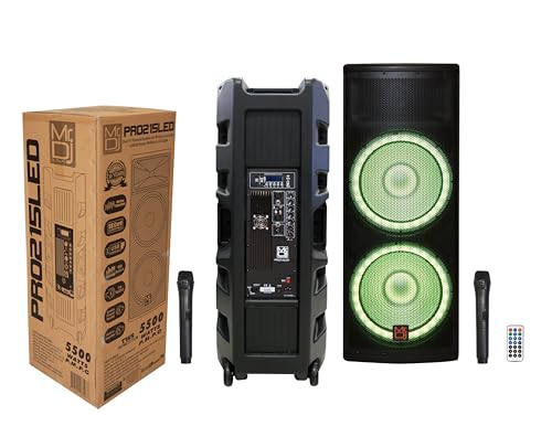 MR DJ PRO215LED Professional Dual 2x15 5500W PA DJ Bluetooth Powered Speaker