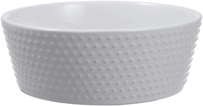 Gourd Ceramic Non-Slip Dog Bowl, White (7 Inch, 4 Cup Capacity)