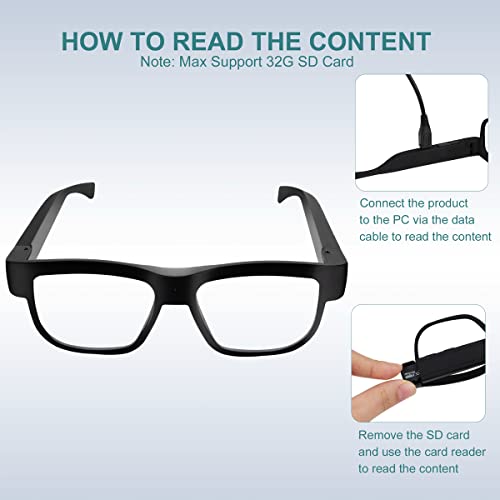 Bqxx Camera Glasses Video Glasses Hd Smart Glasses Recording Outdoor Sport Glasses With Camera Wearable Eyeglass Built-In 32G Memory Card thumb #3