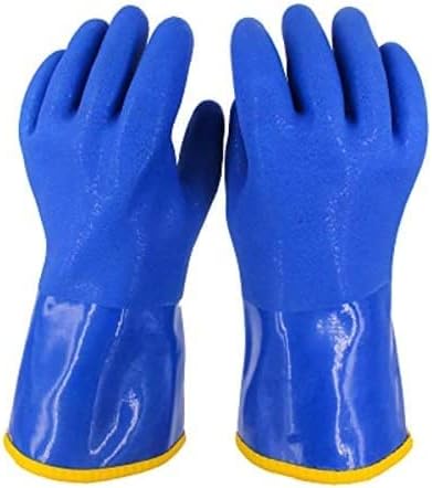 585円 ランキング上位のプレゼント 作業用手袋 耐摩耗コールドストレージ漁師耐油 度の男性作業サーマル手袋冬の保護pvc防水ノンスリップ Color Blue Size L