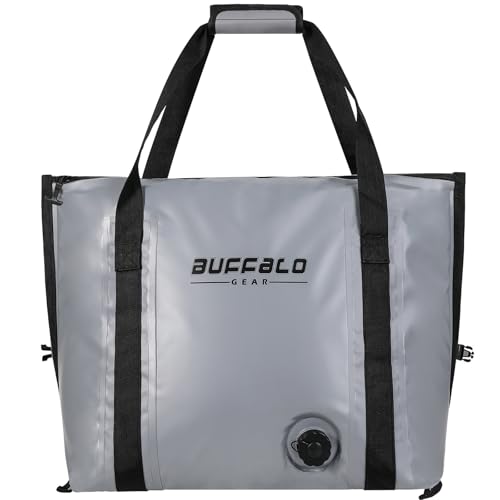 Buffalo Gear Insulated Fish Cooler Bag Flat Bottom,26L Waterproof Fish Kill Bag,Small Fishing Bag Leakproof Fish Cooler (Gray) by Buffalo Gear - Image 8
