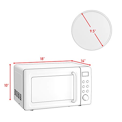 Retro Microwave Oven,Safeplus 0.7Cu.ft, Countertop 700W Microwaves with Cold Rolled Steel Plate 5 Micro Power Defrost & Auto Cooking Function LED Display Glass Turntable and Viewing Window Child Lock