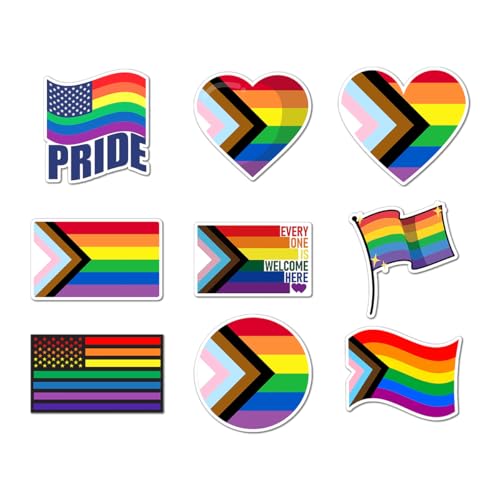 Pack 9 Pcs LGBT Pride Gay Sticker for Cars Trucks Laptops Vehicles Window Helmets Computers Motorcycles Bumper Stickers Removable Waterproof Vinyl Decals Car Exterior Accessories