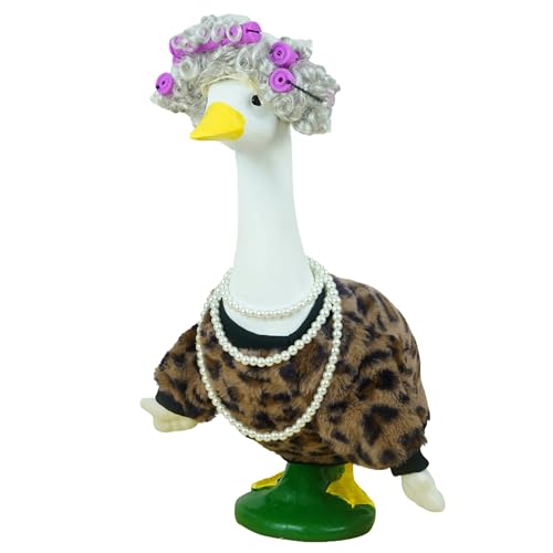 LOCORED Desk Goose Outfit Lady Leopard Print Fuzzy Clothes, 100