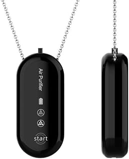 Mini purificador de aire, collar de iones negativos portátil, ambientador personal para eliminar olores de mascotas (es negro)