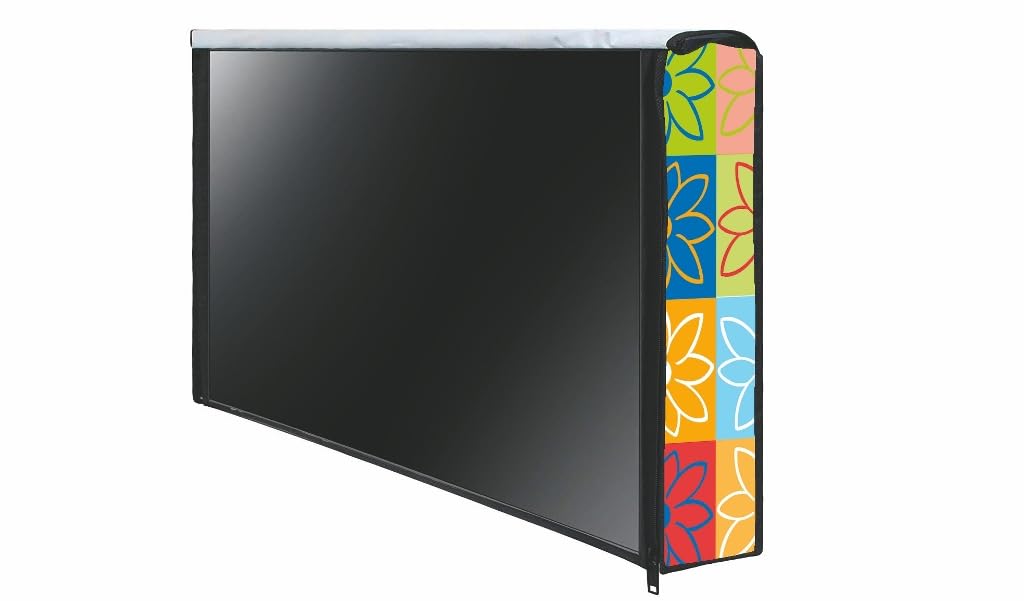 Mahal Creation PVC Printed LED TV Cover 32 Inch, Waterproof and Dustproof Cover (Multi Flower) 1