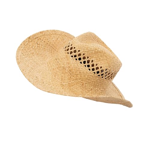 Natural Raffia Sun Hat Protective Adjustable Straw for Gardening Hiking Comfortable Fashion Design Hollowed Headwear Natural