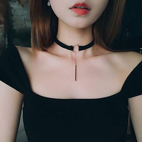 Love Heart Velvet Zircon Bead Choker Collar Necklace Adjustable Retro Knot Clavicle Chain Geometric Round Necklace For Women Girl Teen Wedding Party Aesthetic Jewelry Birthday Gift-H Round #TOP4