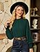 GRACE KARIN Women Dressy Long Sleeve Blouse,2025 Fall Business Casual Tops,Pleated Mock Neck Shirts Fashion Work Outfit Green L