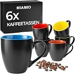 MIAMIO – MIAMIO - Kaffeetassen Set, Keramik (6x350ml, Schwarz-Bunt) -